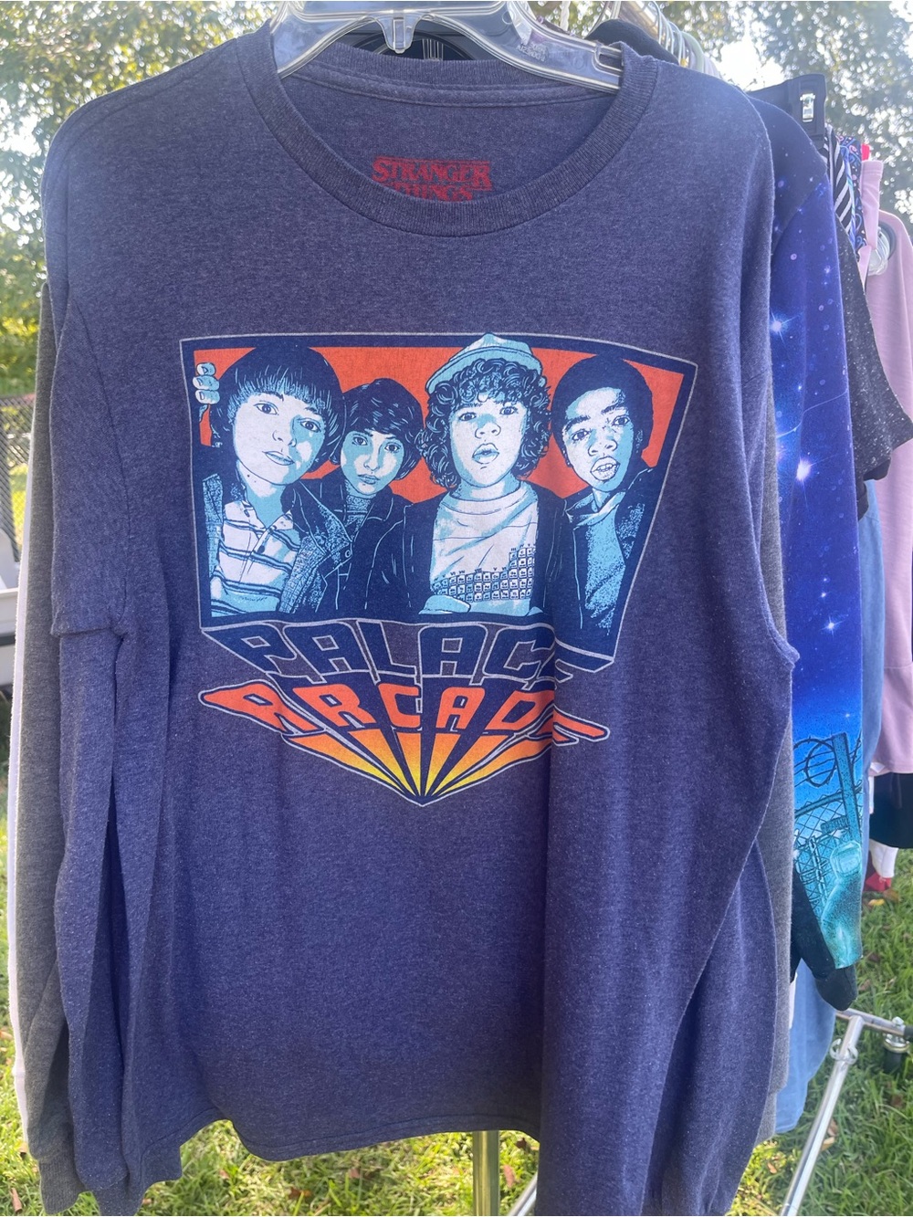 Stranger Things Palace Arcade Long Sleeve Tee - Navy